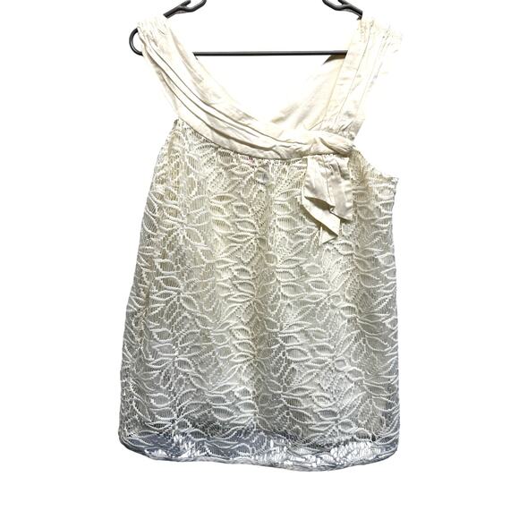 BCBGeneration Ivory Lace Overlay Sleeveless Top Size M Romantic Boho Chic - Picture 1 of 9